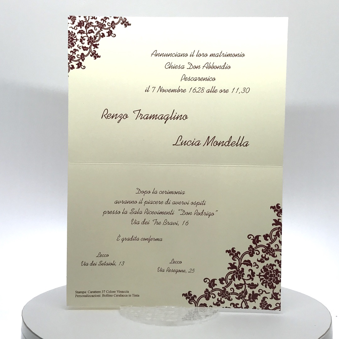 Partecipazione Matrimonio su cartoncino rettangolare avorio
