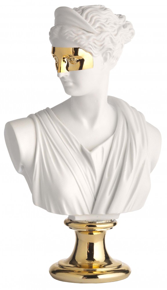 NEW 2022 - (PVD) Scultura in resina LE SCULTURE h.30cm DONNA - ORO/BIANCO  OPACO