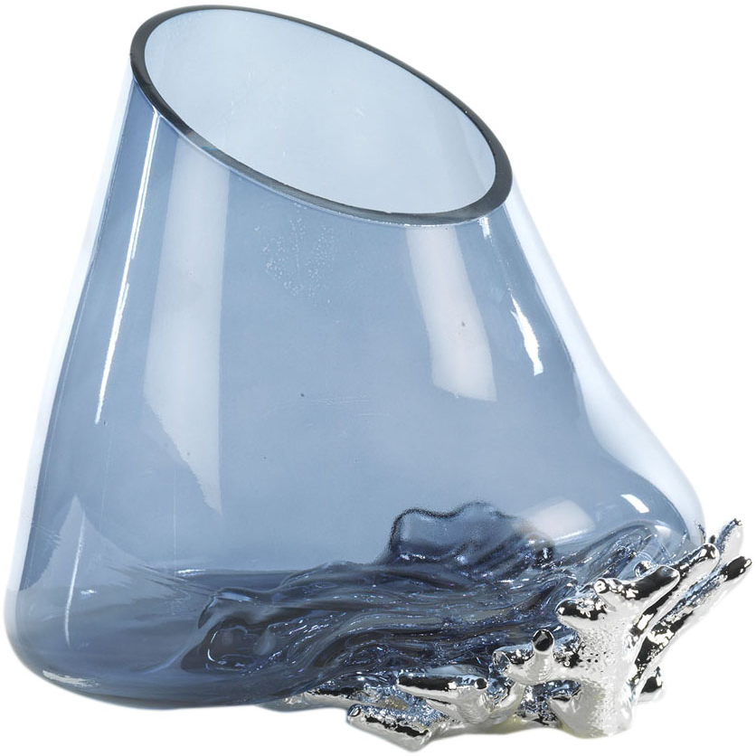 Vaso in vetro soffiato CORALLO 22cm h.25cm - GRIGIO TRASPARENTE