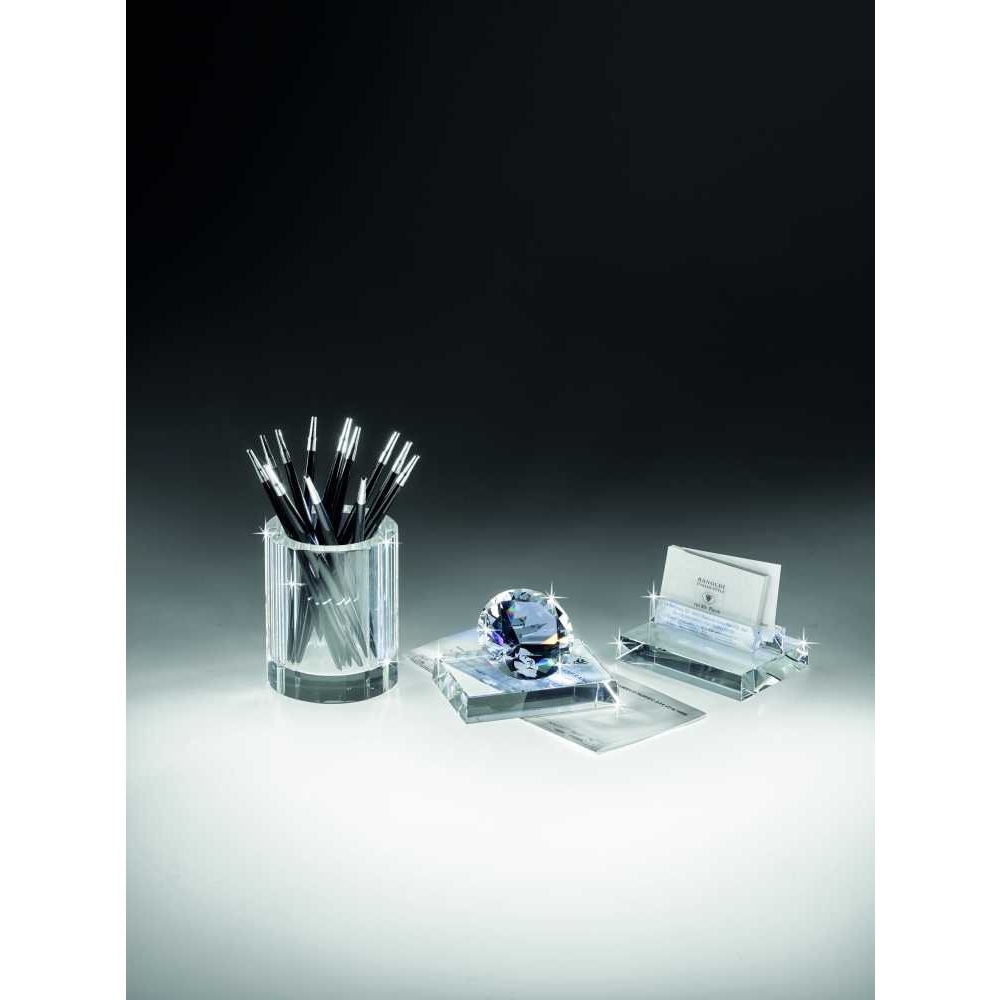 Set scrivania in cristallo - portapenne - bigliettini da visita
