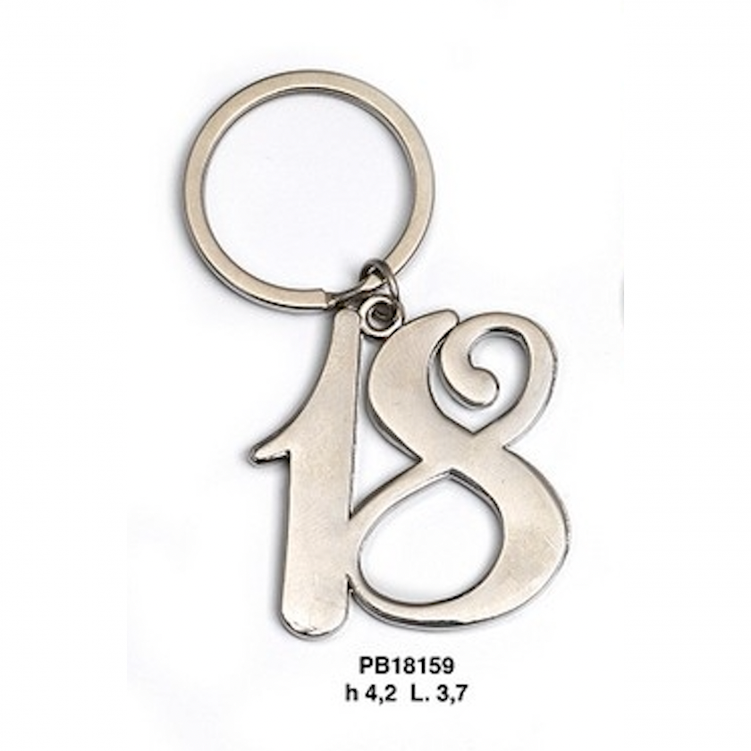 Bomboniere 18° Compleanno - Portachiavi con numero 18 confezionato -   - Articoli per la casa e Bomboniere - Solo on line