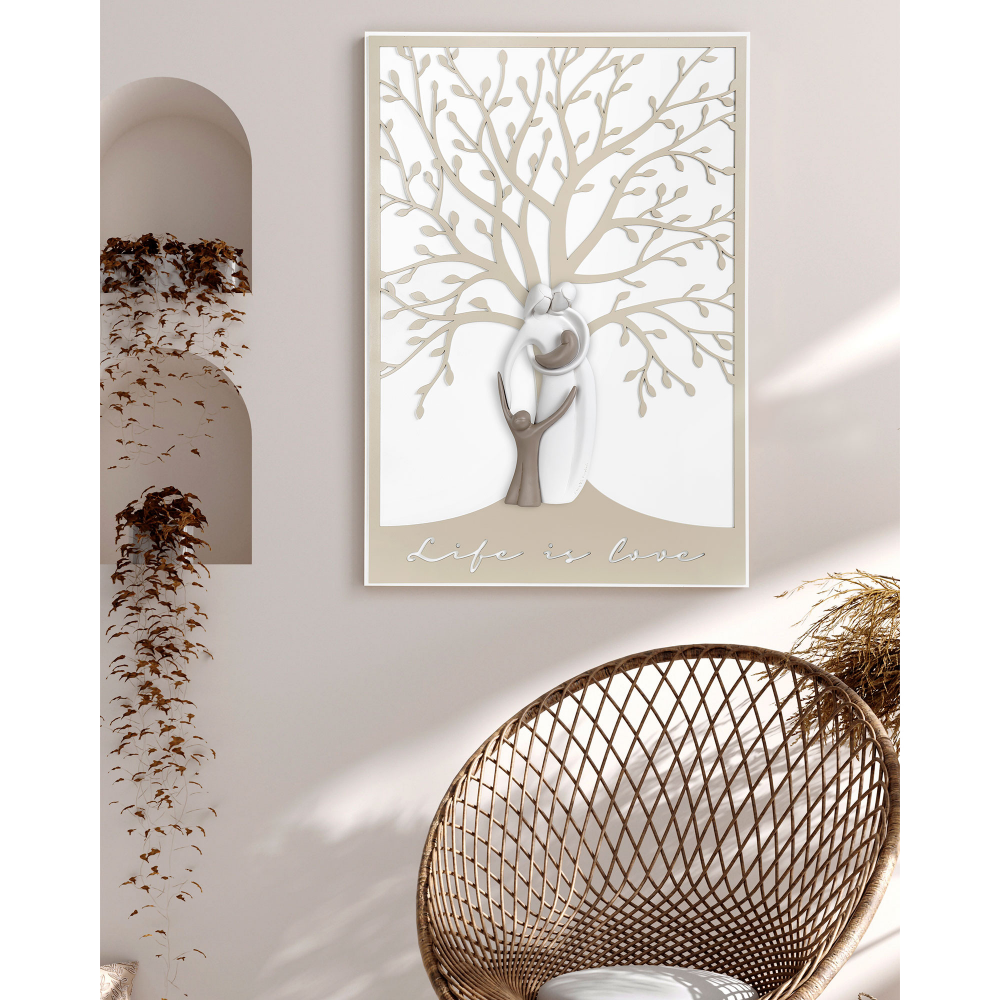 Quadro Moderno Grande In Legno Con Albero Della Vita E La Famiglia Unita