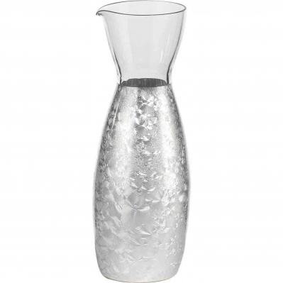 (F.C.) Bottiglia in vetro LOS ANGELES 0,25lt h.18cm - MADREPERLA ARGENTO