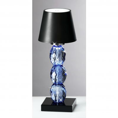 LUME IN CRISTALLO BLU LED TOUCH - CUPOLA NERA
