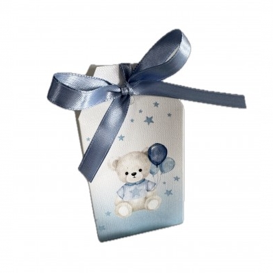Scatola TAG porta confetti con orsetto per battesimo o nascita bimbo