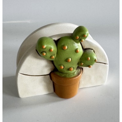 PORTA TOVAGLIOLINI IN CERAMICA EGAN - CACTUS CM.11x6