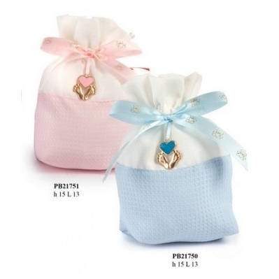 SACCHETTO X CONFETTI ROSA CON PIEDINI 15 CM. 