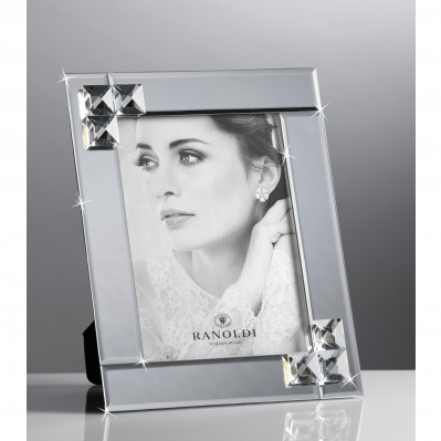 Portafoto Ranoldi in Cristallo a Specchio: Bomboniera Matrimonio con Dettagli a Rilievo e Box cm.13x18