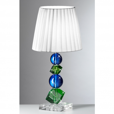 LAMPADA IN CRISTALLO CON ELEMENTI VERDI E BLU CM.53