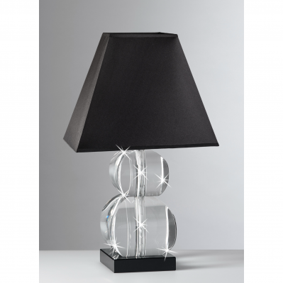 LUMETTO IN CRISTALLO CON BASE E CUPOLA NERA CM.40
