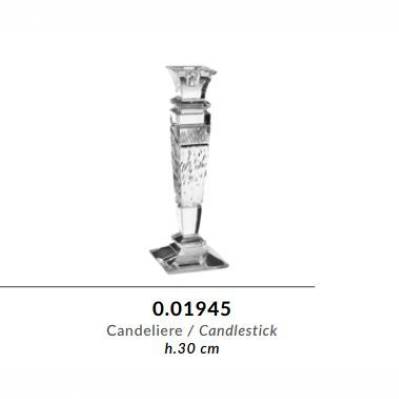 (F.C) Candeliere in cristallo GRIFFE h.30cm - Molatura RIGHE