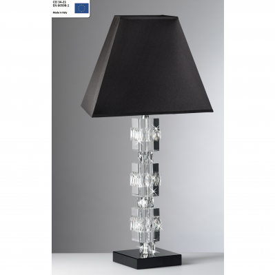 LUME IN CRISTALLO CON BASE E CUPOLA NERA CM.64