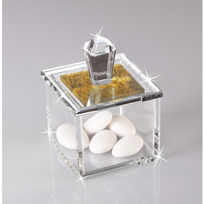 Bomboniera Matrimonio e 50° Anniversario: Scatolina Portagioie in Cristallo Ranoldi con Inserto Oro