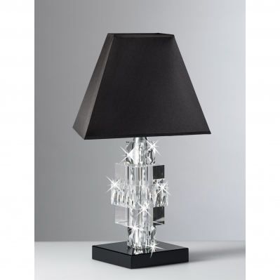 LUMETTO IN CRISTALLO CON BASE E CUPOLA NERA CM.38