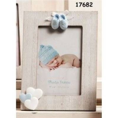 PORTAFOTO SCARPINE E CUORI IN LEGNO BABY NASCITA 2017 - 17682