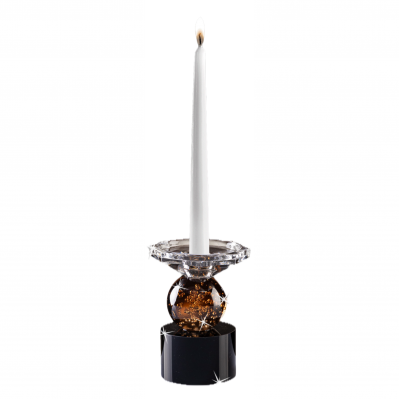CANDELABRO IN CRISTALLO SFERA RUGGINE - RANOLDI 