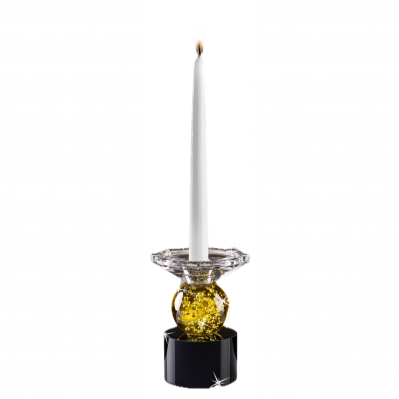 CANDELABRO IN CRISTALLO SFERA GIALLA - RANOLDI 