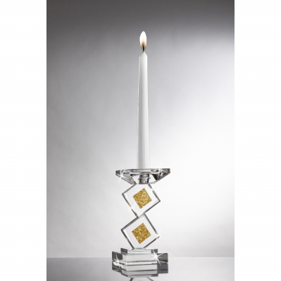 CANDELABRO IN CRISTALLO DORATO CM.20 - RANOLDI 