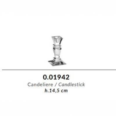 (F.C) Candeliere in cristallo GRIFFE h.14,5cm - Molatura RIGHE