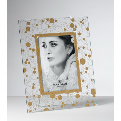 PORTAFOTO IN CRISTALLO SERIGRAFIA CERCHI ORO cm.13X18 - RANOLDI