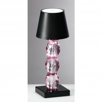 LUME IN CRISTALLO VIOLET LED TOUCH - CUPOLA NERA