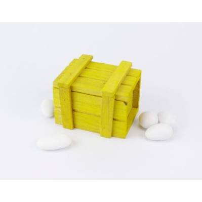 Baule legno colorato porta confetti giallo