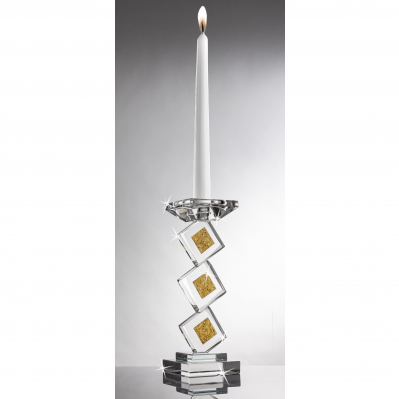 CANDELABRO IN CRISTALLO DORATO cm.27 - RANOLDI 