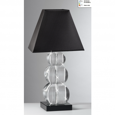 LUME IN CRISTALLO CON BASE E CUPOLA NERA CM.56
