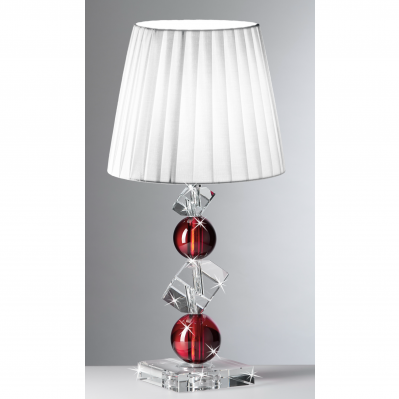 LAMPADA IN CRISTALLO CON ELEMENTI ROSSI CM.53