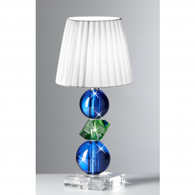 LAMPADA IN CRISTALLO CON ELEMENTI VERDI E BLU CM.42