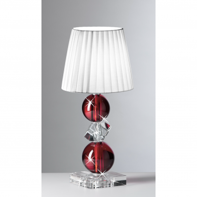 LAMPADA IN CRISTALLO CON ELEMENTI ROSSI CM.42