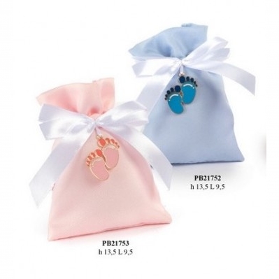 Sacchettino con confetti rosa per la nascita di una bimba cm.13,5