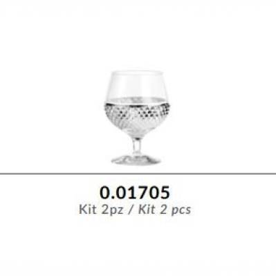 (F.C) Kit 2pz bicchiere brandy in cristallo 8,5cm h.13cm GRIFFE - Molatura DIAMANTE