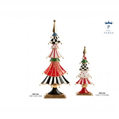 ALBERO DI NATALE MULTICOLORE CON SONAGLI 67.7 CM. METALLO