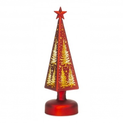ALBERO NATALE VETRO CON LED ROSSO