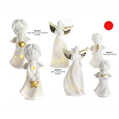 ANGELO CON CUORE - STELLA ORO 24.2 CM. PORCELLANA LUCE
