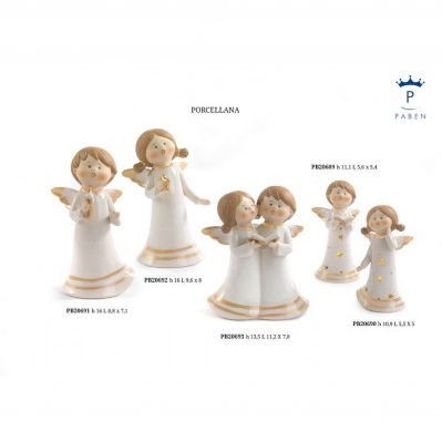 ANGELO CON LIBRO BOY 11.1 CM. PORCELLANA ORO LUCE