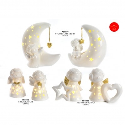 ANGELO CUORE - STELLA ALI ORO 10 CM. PORCELLANA CON LUCE