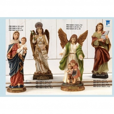 ANGELO CUSTODE CON BAMBINI 14.5 CM. RESINA