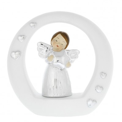 ANGIOLETTO SU CERCHIO STILIZZATO BIANCO - CON STELLA CM.8