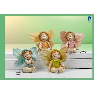 BIMBO SEDUTO CON ALI 8.5 CM. RESINA