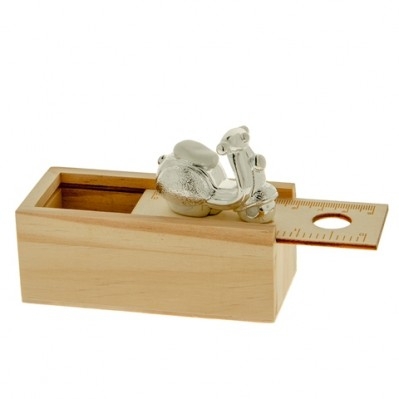 SCATOLA IN LEGNO CON VESPINA ARGENTO CM.11