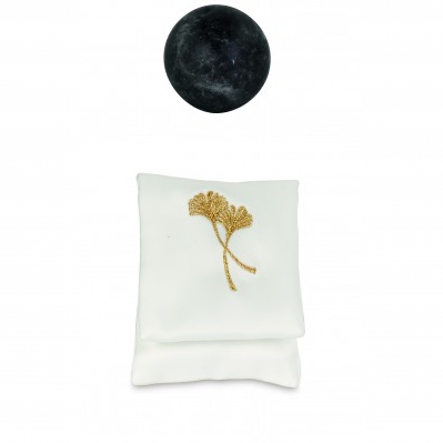 BUSTA RASO BIANCO RICAMO GINGKO ORO