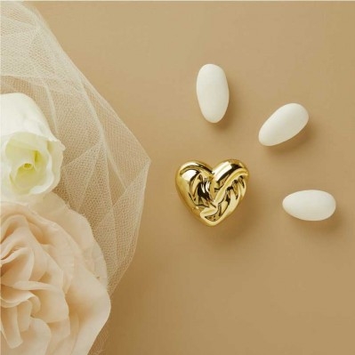 Magnete Cuore Claraluna Decorativo: Applicazione per Sacchetti e Segnaposto cm.3,7x3,5x1,5 - Oro