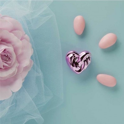 Magnete Cuore Claraluna: Applicazione per Sacchetti e Segnaposto cm.3,7x3,5x1,5 - Rosa Met.