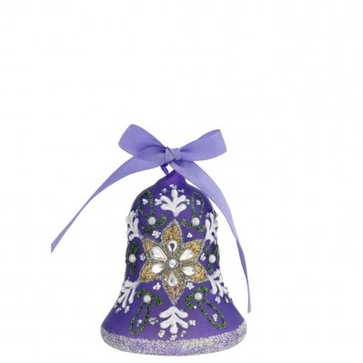 CAMPANELLA PASQUALE DECORATA CON LED H. 10 VIOLA