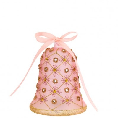 CAMPANELLA PASQUALE DECORATA CON LED H. 12 ROSA