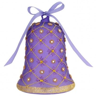 CAMPANELLA PASQUALE DECORATA CON LED H. 15 VIOLA