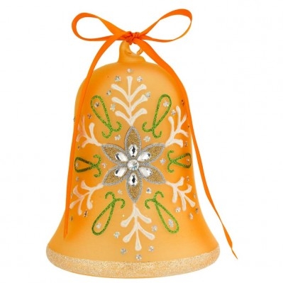CAMPANELLA PASQUALE DECORATA CON LED H. 15 ARANCIO