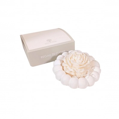 CANDELA PEONIA PANNA CON PORTACANDELA